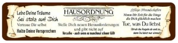 Blechschild - Hausordnung - XXL Version - S88 (372)