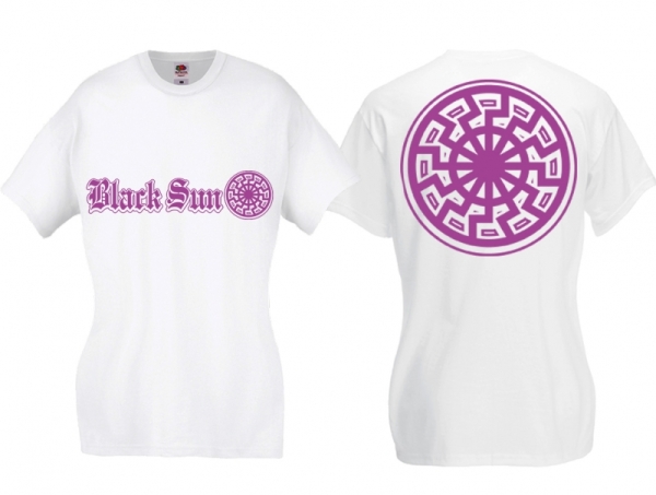 Frauen T-Shirt - Black Sun - weiss/lila