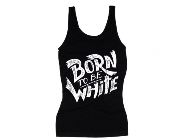 Frauen Top - Born to be white - Logo - schwarz/weiß