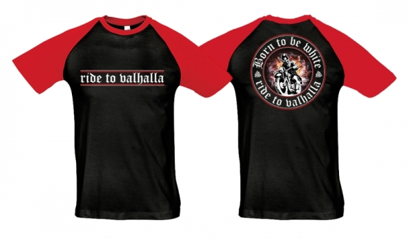 Raglan T-Shirt - Born to be white - Biker - schwarz/rot