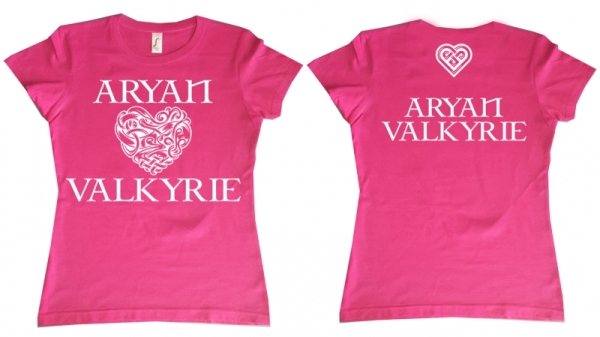 Frauen T-Shirt - Aryan Valkyrie - keltisches Herz - rosa/weiß