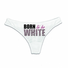 String Tanga - Born to be white - Leopard - lila/weiß