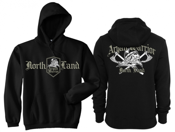 Kapuzenpullover - Aryan Warrior - North Land - Axmen - Motiv 2 - schwarz