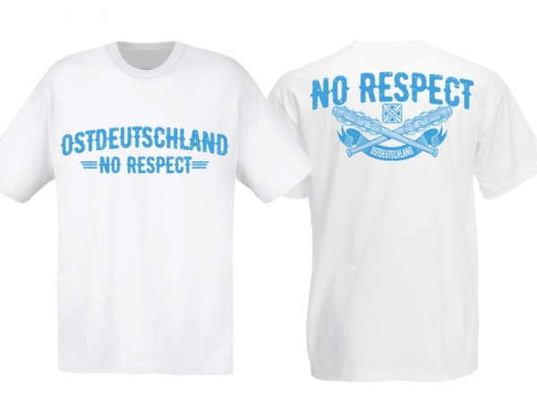 T-Hemd - Ostdeutschland - No Respect - weiß/blau - Motiv 1