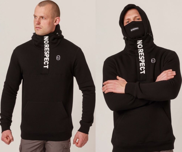 PG Wear - Kapuzenpullover - NO RESPECT - mit Maskenfunktion - schwarz