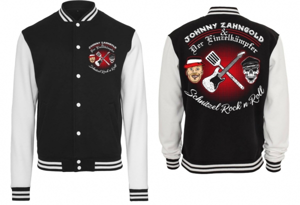 College Jacke - schwarz/weiß - Johnny Zahngold - Schnitzel Rock n Roll