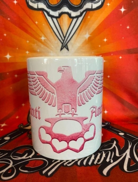 Tasse - Anti-Antifa - Reichsadler - Schlagring - pink