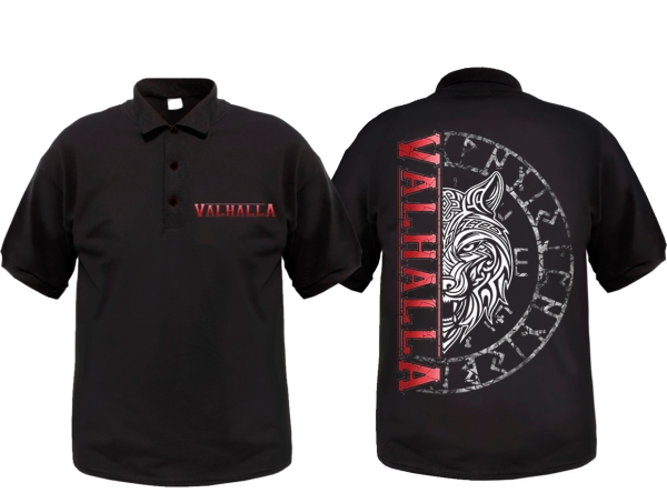 Polo-Shirt - Wolf of Valhalla - schwarz