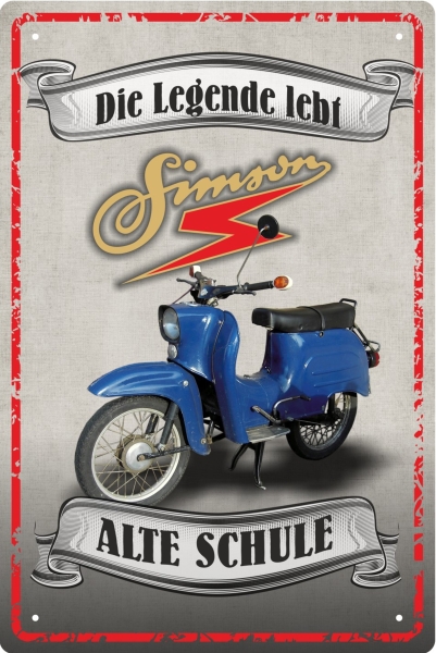 Blechschild - Simson - alte Schule - die Legende lebt (Schwalbe) (434)