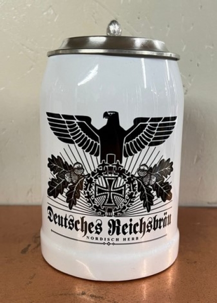 Bierkrug mit Zinndeckel - Reichsbräu - Nordisch Herb