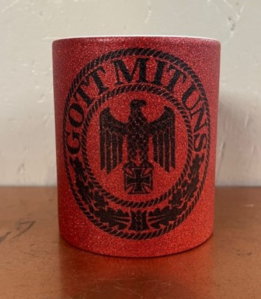 Glitzer Tasse - rot - Gott mit uns