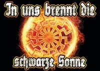 Schwarze Sonne - brennend - Aufkleber Paket 100 Stück