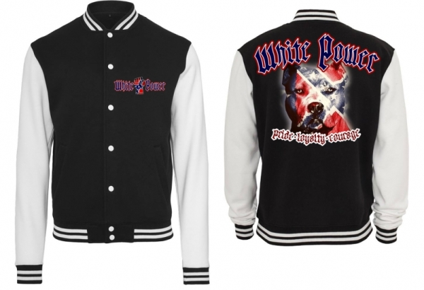 College Jacke - schwarz/weiß - White Power - Dog Face - Südstaaten