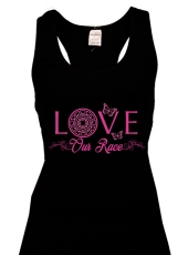 Frauen Top - Love our Race - schwarz/lila