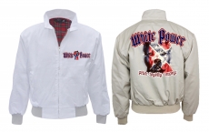 Harrington Jacke - bedruckt - weiß - White Power - Dog Face - Südstaaten