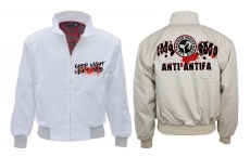 Harrington Jacke - bedruckt - weiß - Anti-Antifa